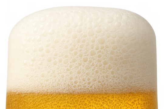 Beer foam texture close up with golden lager and effervescent bubbles, transparent background - Powered by Adobe