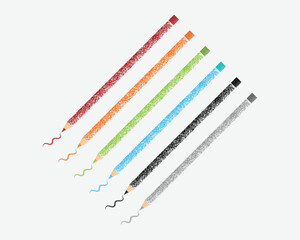 colorful pencils isolated on white background set of brown orange green sky blue black and grey pencils perfect for art school and creativity