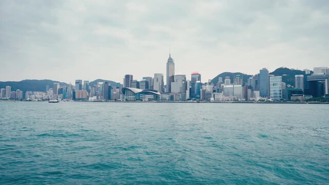 Hong Kong's waterfront from a passenger ferry