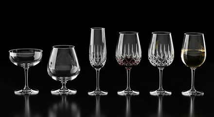 Elegant crystal glassware lineup ready for fine dining