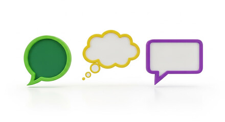 Colorful 3d speech bubble and thought cloud icons