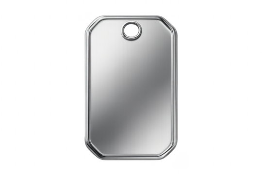 Blank silver military dog tag with transparent background