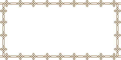 gold art deco geometric border frame with diamond lattice pattern on white background for elegant design isolated on white background.