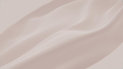 Fototapeta premium Abstract tenderness beige brown silk background luxury wave cloth satin pastel color fabric. Gold milk liquid wave splash, wavy fluid texture. Fluttering material. 3D animation motion design wallpaper