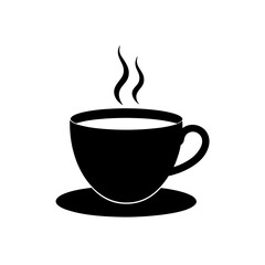 hot tea cup icon black silhouette vector illustration on transparent background