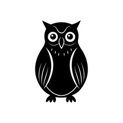 owl sitting icon black silhouette vector illustration on transparent background