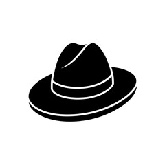 park ranger hat icon black silhouette vector illustration on transparent background