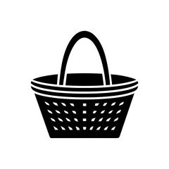 picnic basket icon black silhouette vector illustration on transparent background