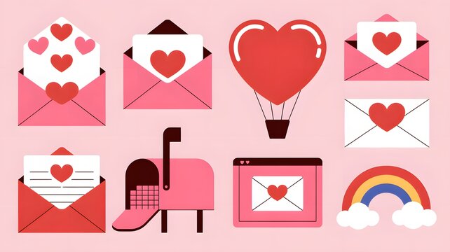 Valentine hearts love letters envelopes mailbox rainbow romance romantic valentine s day valentine card hearts - Powered by Adobe