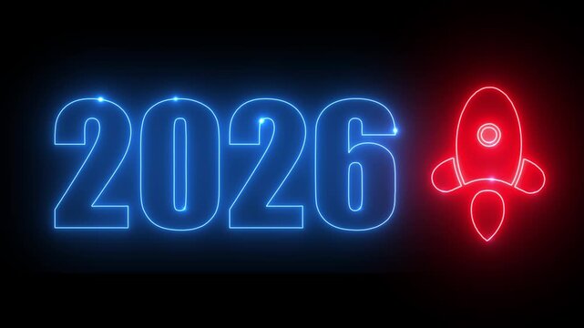 Year changing concept  2026 with a launch rocket, symbolizing innovation, new beginnings, and a hopeful trajectory toward the future, creating an inspiring concept and forward vision.