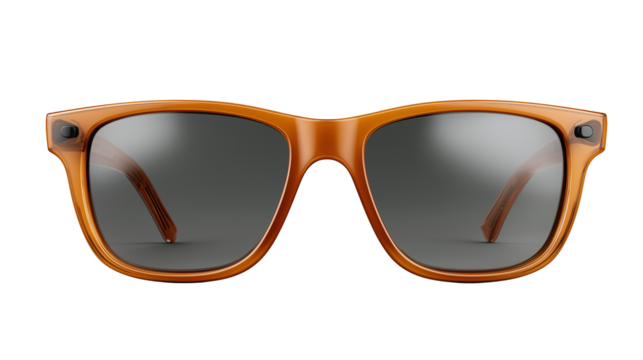 Stylish sunglasses with brown  frame and shaded lenses, offering UV protection and modern elegance, perfect for sunny days and casual outfits isolated on white or transparent png background