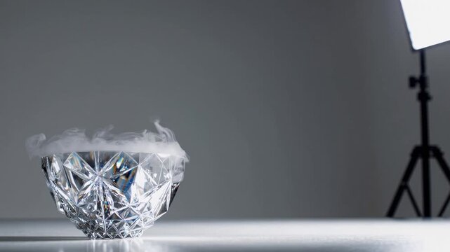 Coupe en cristal d&eacute;gageant de la vapeur dans un studio moderne