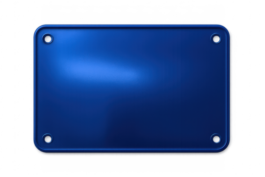 Empty blue metal sign plate with rivets