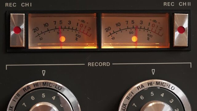 Analog tape recorder VU meter during recording