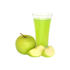 Fresh Green Apple Juice with Whole and Sliced Apples