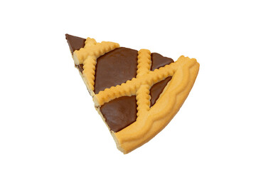 hazelnuts Chocolate tart slice isolated on transparent background PNG isolated dessert piece