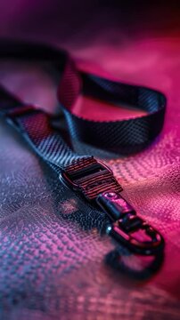 Close-up view of a leash lying on a table