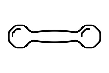 Dumbbell icon. Black outline linear silhouette. Editable strokes. Front and side view. Vector simple flat graphic illustration. Isolated object on a white background.