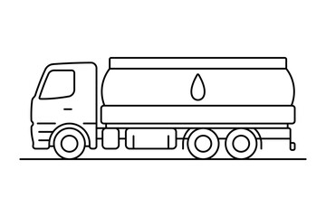Tanker truck icon. Black outline linear silhouette. Editable strokes. Side view. Vector simple flat graphic illustration. Isolated object on a white background.