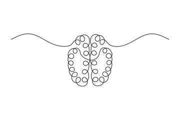 Obraz premium Human brain outline vector illustration in minimalist line art style on a white background