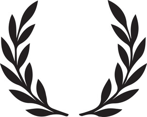 Bold Black Silhouette Vector Laurel Wreath with Thick Leaves © MostTanzila