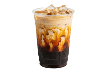 iced coffee latte milk swirls, cold brew with cream