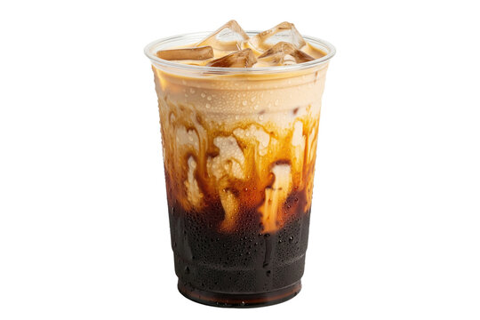 iced coffee latte milk swirls, cold brew with cream