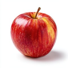 Vibrant Honeycrisp Apple on a Pure White Background. Bright and Delicious Fruit in Close-Up with Dappled Colours and Dark Shades