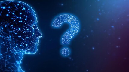 Artificial intelligence ai question mark digital brain technology future innovation concept design
