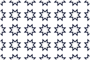 Striking Black Twelve-Point Star Pattern for Modern Textile and Wallpaper Design