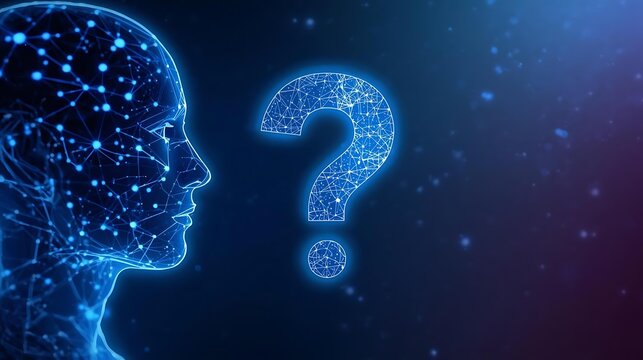 Artificial intelligence ai question mark digital brain technology future innovation concept design