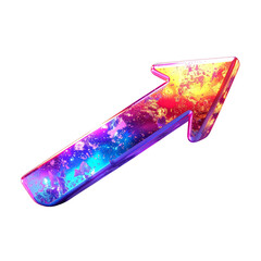 3D Holographic Arrow Representing Social Media Growth and Success, isolated on transparent background