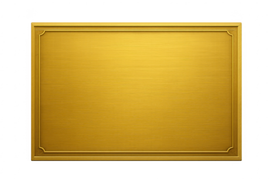 Blank gold brushed metal plaque with frame