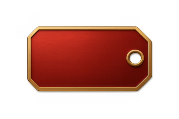 Blank red price tag label with gold border