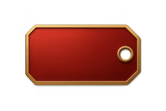 Blank red price tag label with gold border