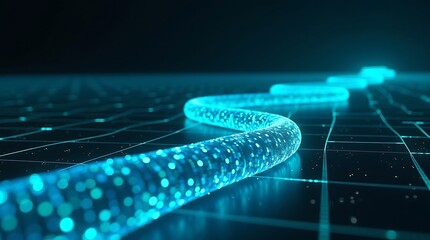 Fiber optic cable transmitting data, representing modern technology era