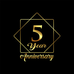 5 year Anniversary wedding wish lettering text vector illustration.