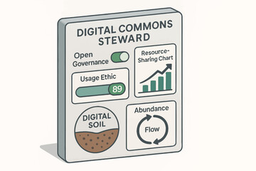 Digital commons steward concept chart with resource sharing and governance elements