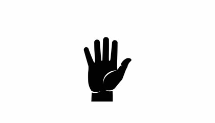 Obraz premium Stop hand gesture in simple black silhouette, conveying halt, rejection or warning message