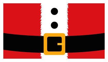 Santa Suit Belt Postcard – Minimal Red and White Claus Coat with Black Buckle Christmas Template Vector Illustration