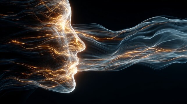 Dynamic digital consciousness emerges, a vibrant fusion of light and energy, symbolizing innovation and futuristic thought processes