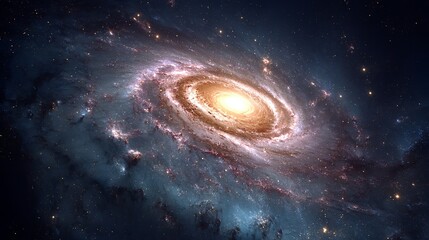 Breathtaking spiral galaxy glowing with brilliant light, a cosmic spectacle of stars and nebulae in deep space exploration