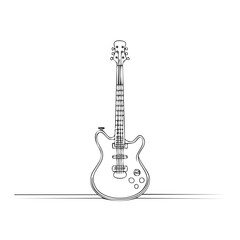 Fototapeta premium Minimalist continuous line art drawing of an electric guitar, symbolizing music and creativity