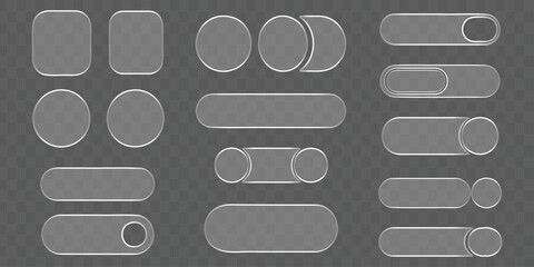 Glassy Modern UI Element Set Buttons and Shapes for Design