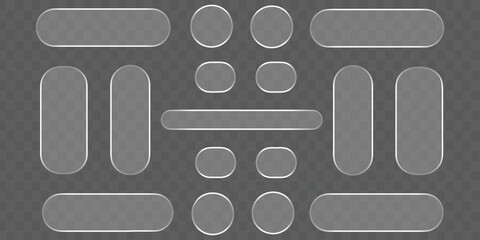Modern Glass UI Button Elements Transparent Backgrounds for Website and Mobile Design