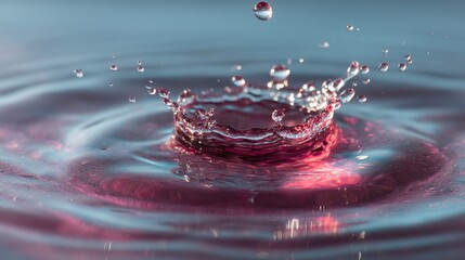 Captivating close-up of a vibrant water splash crown creating mesmerizing ripples and dynamic droplets, perfect for abstract backgrounds and design.