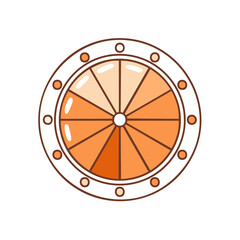 Obraz premium Geometric Orange Fruit Wheel Illustration with Circular Frame and Segmented Design in Gradient Tones