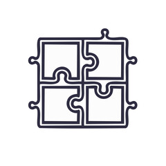 Obraz premium Simple puzzle outline icon forming a square representing connection teamwork solution and integration conceptual design element
