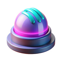 Abstract purple button with teal stripes aesthetic design and sleek 3d render isolated on high quality 3d rendering icon