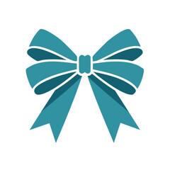 Vibrant teal gift ribbon bow illustration perfect for festive packaging and special occasion decoration